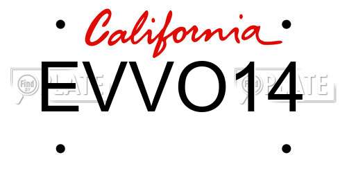 EVVO14 California License Plate