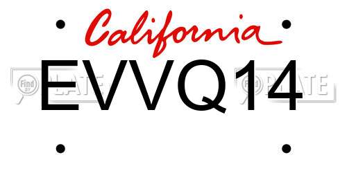 EVVQ14 California License Plate