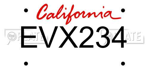 EVX234 California License Plate