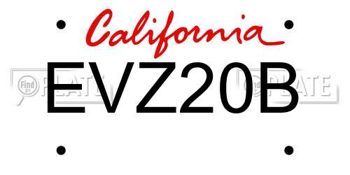 EVZ20B California License Plate