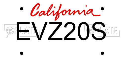 EVZ20S California License Plate