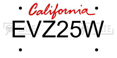 EVZ25W California License Plate