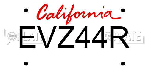 EVZ44R California License Plate