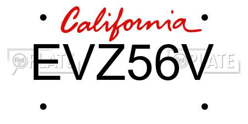 EVZ56V California License Plate