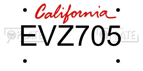 EVZ705 California License Plate