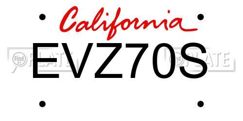 EVZ70S California License Plate