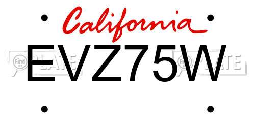 EVZ75W California License Plate
