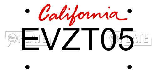 EVZT05 California License Plate