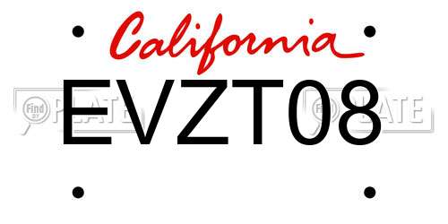 EVZT08 California License Plate