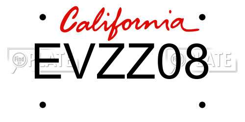 EVZZ08 California License Plate