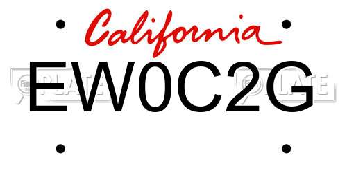 EW0C2G California License Plate