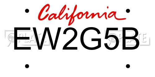 EW2G5B California License Plate