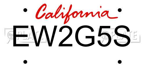 EW2G5S California License Plate