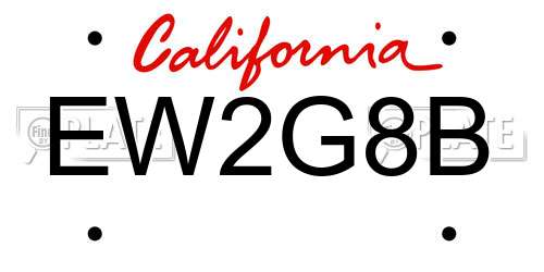 EW2G8B California License Plate