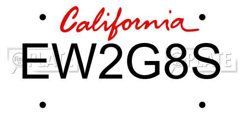 EW2G8S California License Plate