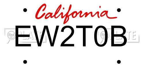 EW2T0B California License Plate