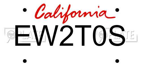 EW2T0S California License Plate