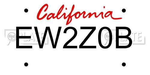 EW2Z0B California License Plate
