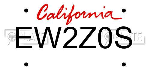 EW2Z0S California License Plate