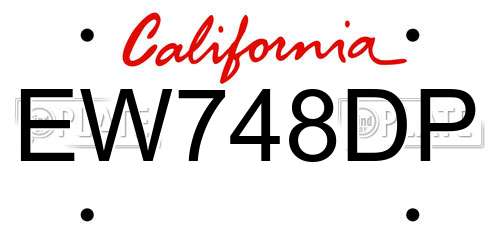 EW748DP California License Plate