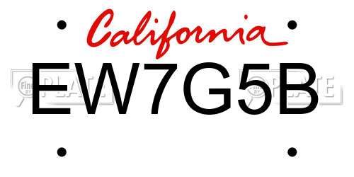 EW7G5B California License Plate