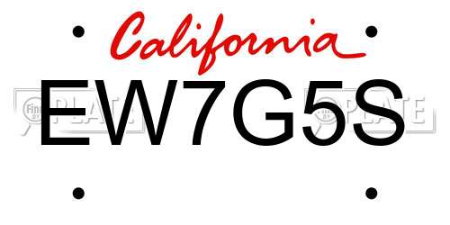 EW7G5S California License Plate