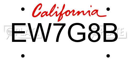 EW7G8B California License Plate