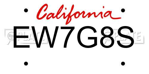 EW7G8S California License Plate