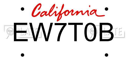 EW7T0B California License Plate
