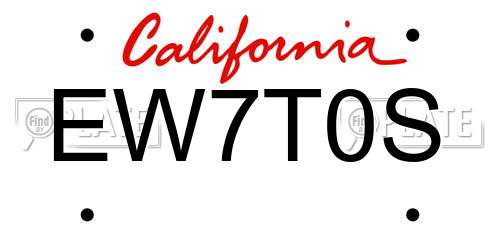 EW7T0S California License Plate