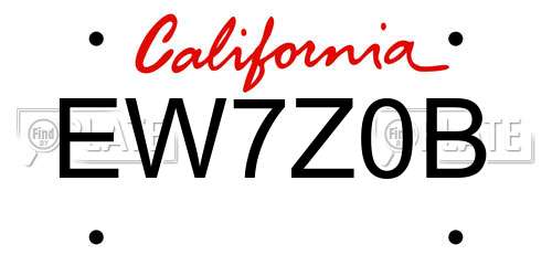 EW7Z0B California License Plate