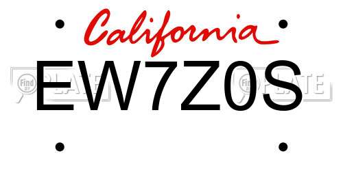 EW7Z0S California License Plate