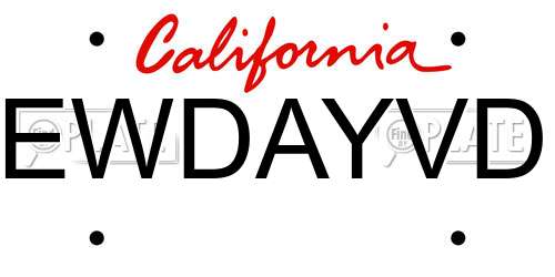 EWDAYVD California License Plate
