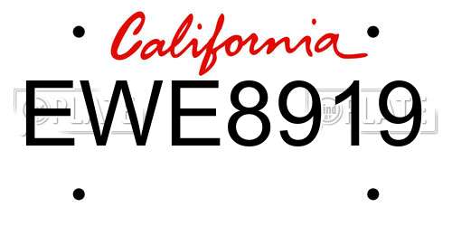 EWE8919 California License Plate