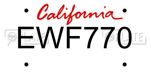 EWF770 California License Plate