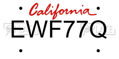 EWF77Q California License Plate