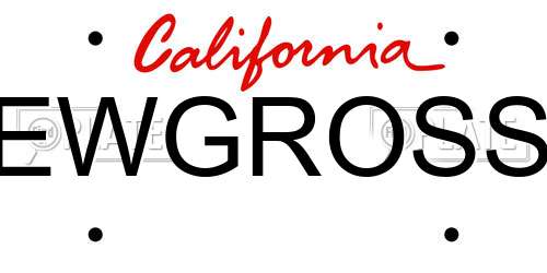 EWGROSS California License Plate