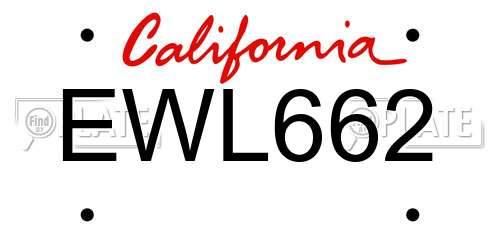 EWL662 California License Plate