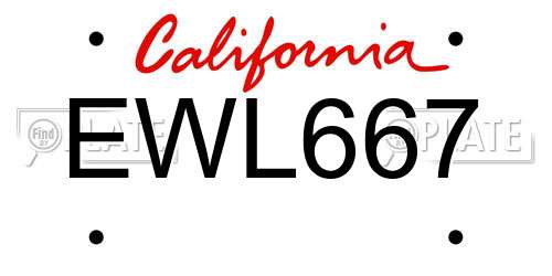 EWL667 California License Plate
