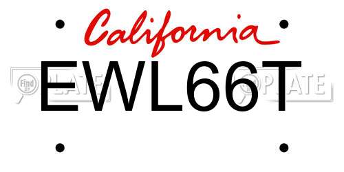 EWL66T California License Plate