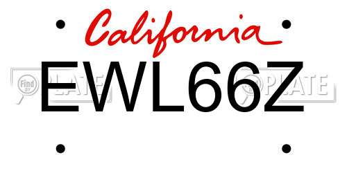 EWL66Z California License Plate