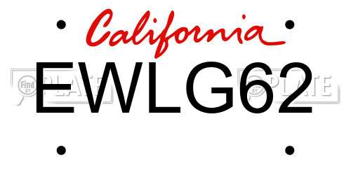 EWLG62 California License Plate
