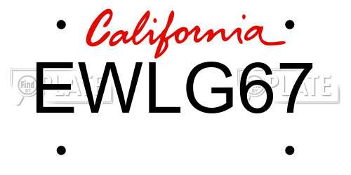 EWLG67 California License Plate