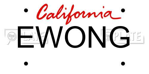 EWONG California License Plate
