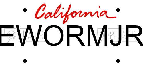 EWORMJR California License Plate