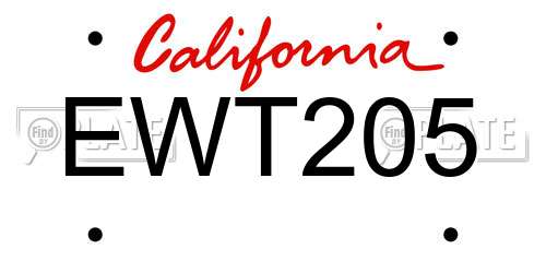 EWT205 California License Plate