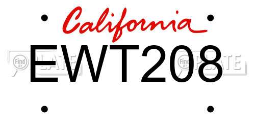 EWT208 California License Plate