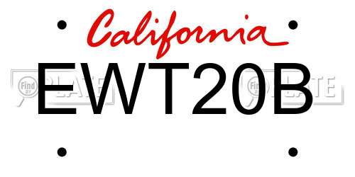 EWT20B California License Plate