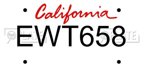 EWT658 California License Plate