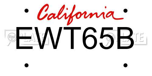 EWT65B California License Plate